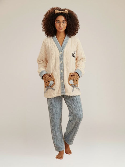 Ensemble Pyjama Avec Veste Polaire Pour Femme "Évasion de Flocon" | Pyjama Shop