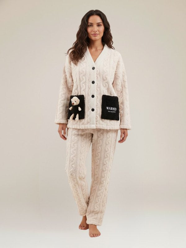 Ensemble Pyjama Avec Veste Polaire Pour Femme "Nuit Enneigée" | Pyjama Shop