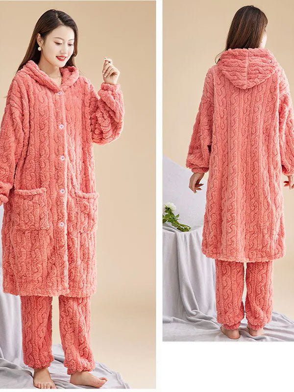 Ensemble Pyjama Pour Femme Avec Veste Polaire Oversized Chaleur Enveloppante