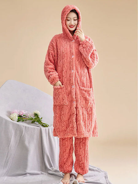Veste Polaire Pyjama Capuche Femme Ensemble Pyjama Pour Femme Avec