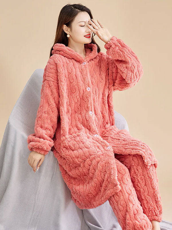 Ensemble Pyjama Pour Femme Avec Veste Polaire Oversized Chaleur Enveloppante