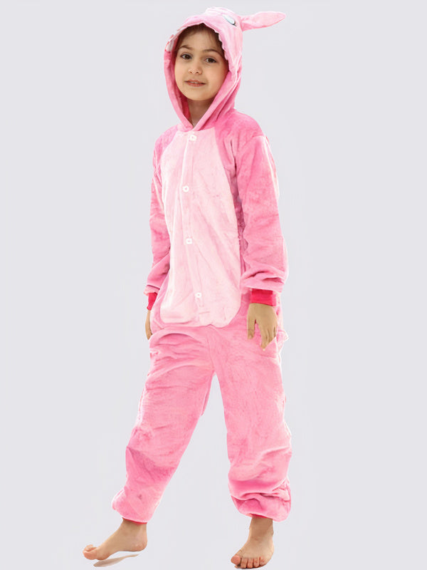 combinaison pyjama angel avec capuche fille - disney stitch rose fille