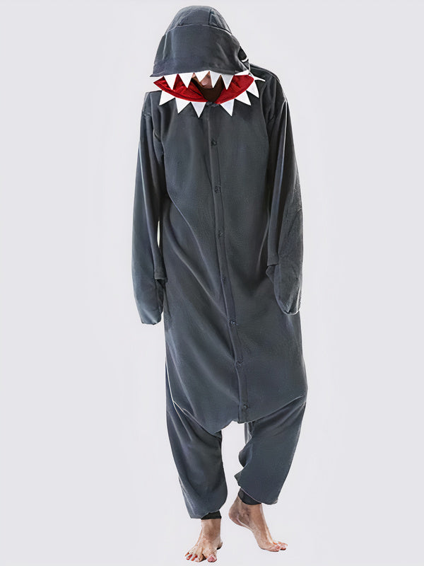 Sazpajacos Costume Requin Adulte - Grenouillère Pyjama Halloween Cosplay Unisexe Hommes Femmes