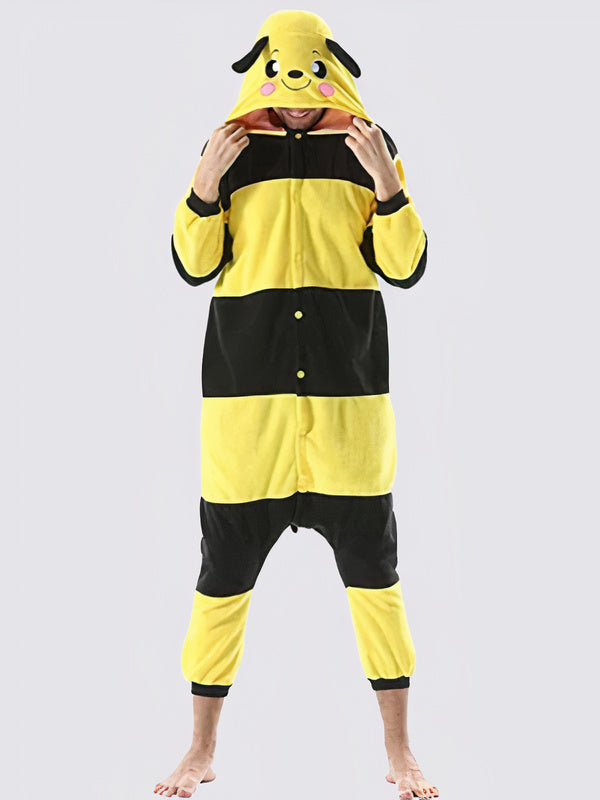 Combinaison Pyjama Polaire Camouflage - Capuche, Zippée, Manches Longues, Pour Homme, Hiver, Détente