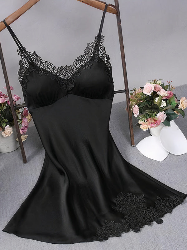 Nuisette en Satin Push Up pour Femme "Noir" | Pyjama Shop
