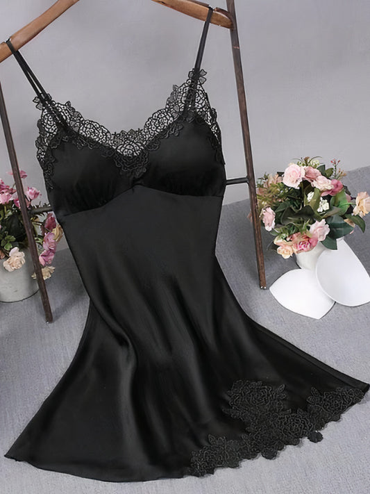 Nuisette en Satin Push Up pour Femme "Noir" | Pyjama Shop