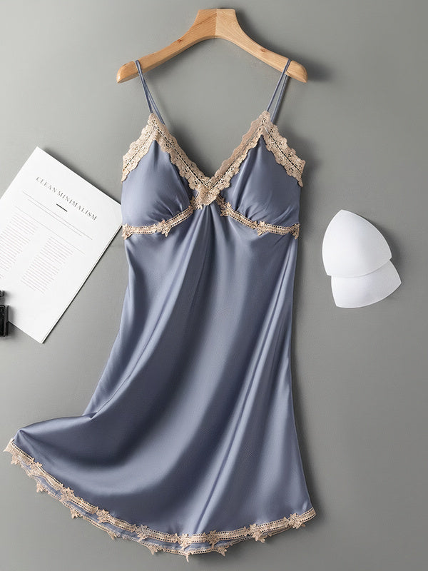 Nuisette Romantique Élégante en Col V "Bleu" | Pyjama Shop​