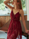Nuisette dentelle à bretelles croisées &quot;Rouge&quot; | Pyjama Shop™
