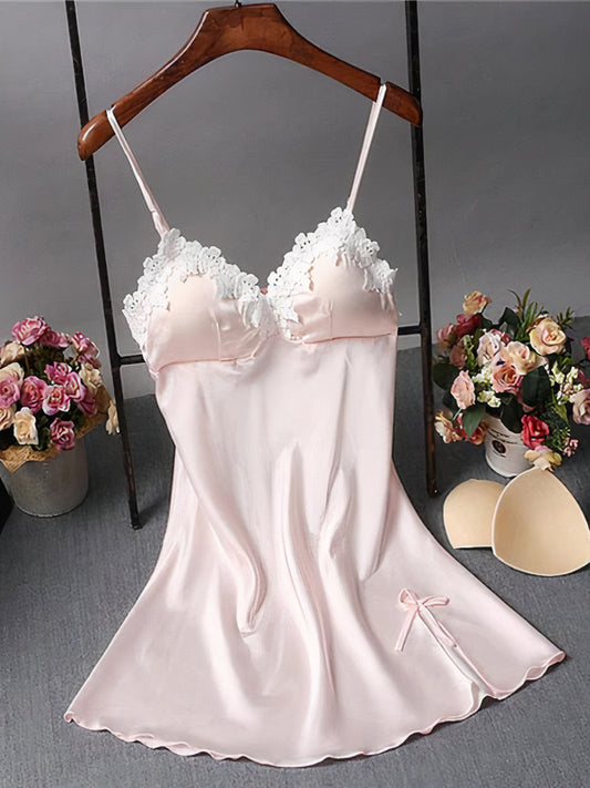 Nuisette en Satin Dentelle pour Femme "Rose" | Pyjama Shop