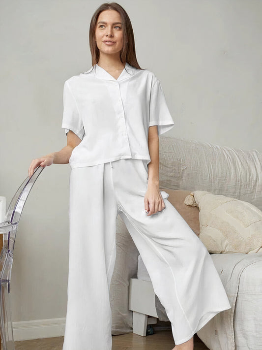 Ensemble Pyjama Fluide Plissé "Blanc" | Pyjama Shop