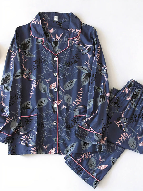 Pyjama Viscose "Magnolia Bleu Marine" | Pyjama Shop