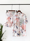 Pyjama Viscose Chemise + Short &quot;Feuillage Rose&quot; | Pyjama Shop
