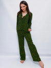 Pyjama en Satin pour Femme Vert imprimé &quot;Léopard&quot; | Pyjama Shop