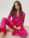 Pyjama en Satin pour Femme &quot;Plumes Rosée&quot; | Pyjama Shop