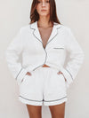 Pyjama Gisele avec Passepoil Contraste &quot;Blanc&quot; | Pyjama Shop