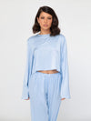 Top de pyjama manches longues côtelé doux &quot;Bleu Ciel&quot; | Pyjama Shop