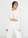 Top de pyjama manches longues côtelé doux &quot;Blanc&quot; | Pyjama Shop