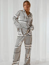 Pyjama Femme en Satin à Imprimé Géométrique &quot;Blanc&quot; | Pyjama Shop