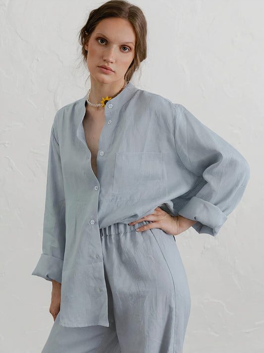 Pyjama à Col Montant Satinée Oversize pour Femme | Pyjama Shop
