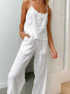 Pyjama Deux Pièces Débardeur + Pantalon en Satin pour Femme &quot;Blanc&quot; | Pyjama Shop