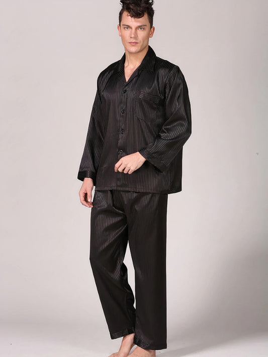Pyjama en Satin à Rayures pour Homme "Noir" | Pyjama Shop