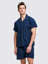 Pyjama en Col à Revers Chemise + Short pour Homme &quot;Bleu Marine&quot; | Pyjama Shop