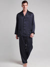 Pyjama en Soie pour Homme Longue Bordure Contraste &quot;Bleu Marine&quot; | Pyjama Shop