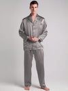 Pyjama en Soie pour Homme Longue Bordure Contraste &quot;Gris&quot; | Pyjama Shop