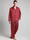 Pyjama en Soie pour Homme Longue Bordure Contraste &quot;Rouge&quot; | Pyjama Shop