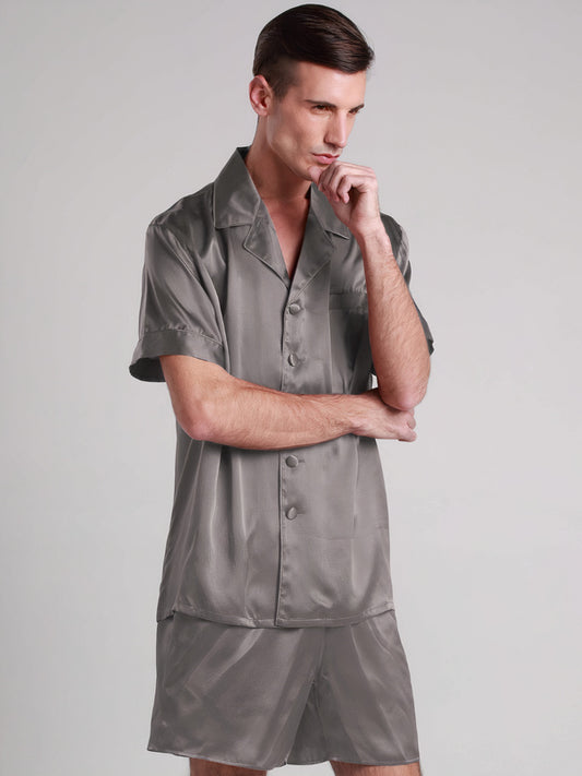Pyjashort en Soie Luxueuse Classique pour Homme "Gris" | Pyjama Shop