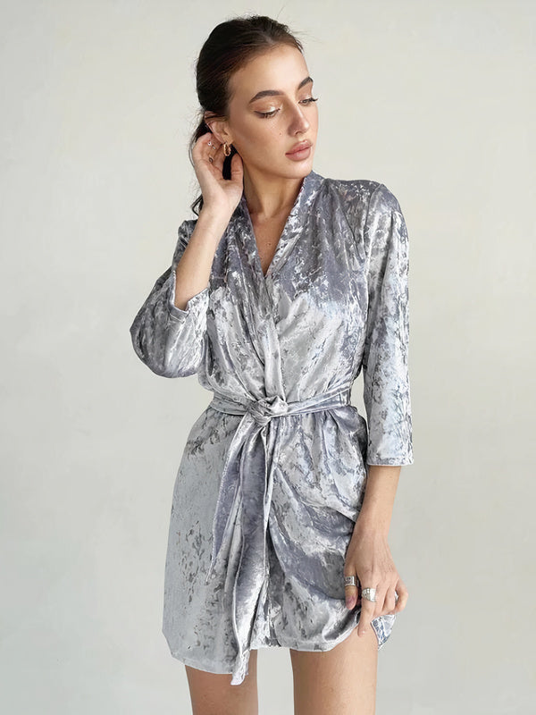 Robe de Chambre en Velours pour Femme "Argentée" | Pyjama Shop