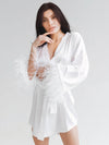Robe de Chambre en Satin pour Femme &quot;Plumes&quot; | Pyjama Shop