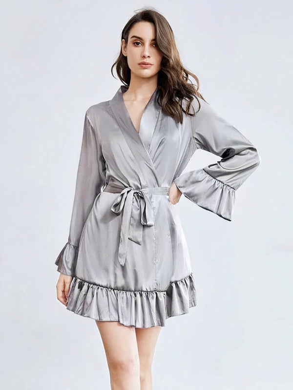 Robe de Chambre en Satin pour Femme "Argent" | Pyjama Shop