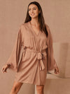 Robe de Chambre Manches Amples en Satin pour Femme &quot;Kimono Champagne&quot; | Pyjama Shop