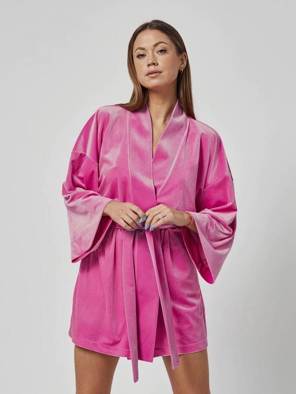 Robe de Chambre en Velours pour Femme "Rose" | Pyjama Shop