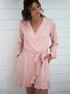 Robe de chambre femme à volants en satin &quot;Rose&quot; | Pyjama Shop