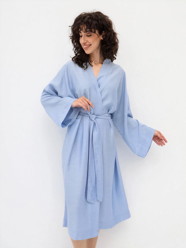Robe de Chambre Femme Manches 3/4 "Bleu" | Pyjama Shop