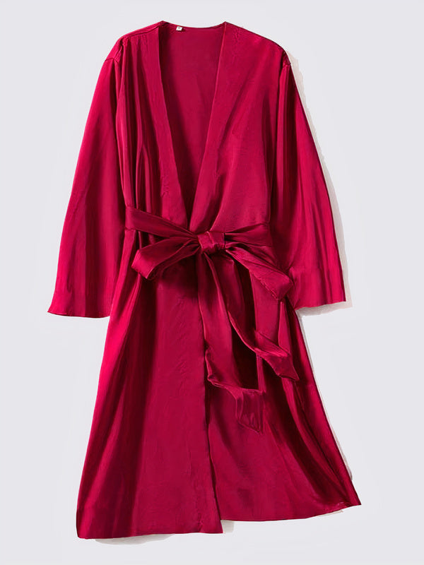 Robe de Chambre en Satin pour Femme "Kimono Rouge" | Pyjama Shop