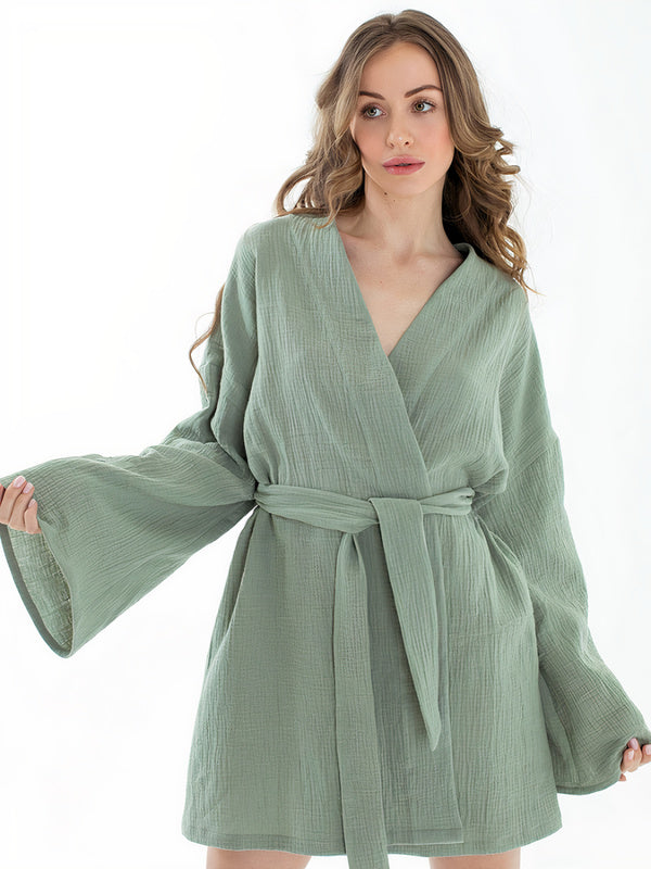 Robe de Chambre Femme Kimono Ceinturée "Vert" | Pyjama Shop