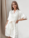 Robe de Chambre Kimono Déshabillé en Dentelle &quot;Blanc&quot; | Pyjama Shop