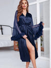 Robe de Chambre Élégante à Plumes &quot;Bleu&quot; | Pyjama Shop