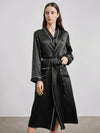 Robe de Chambre en Satin pour Femme Mi-Longue &quot;Noir&quot; | Pyjama Shop