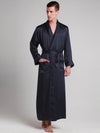 Robe de Chambre en Soie pour Homme Longueur Classique &quot;Bleu Marine&quot;