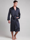 Robe de Chambre en Soie pour Homme Mi-Longue Classique &quot;Bleu Marine&quot;