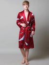 Robe de Chambre en Satin pour Homme Imprimé Cigogne &quot;Rouge&quot; | Pyjama Shop