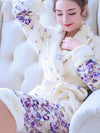 Robe de Chambre Polaire Femme &quot;Fleurs Violettes&quot;