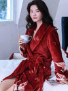 Robe de Chambre Polaire Femme Imprimé Oiseaux &quot;Rouge&quot; | Pyjama Shop