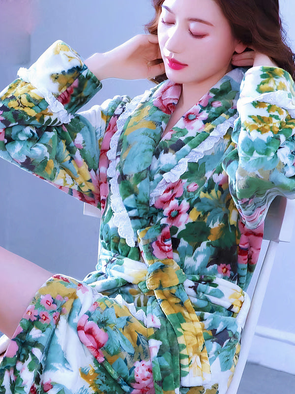 Robe de Chambre Polaire Femme "Floral" | Pyjama Shop
